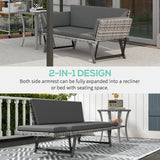 Poly Rattan 2-in-1 Convertible 2-Seater Garden Sofa Daybed - Velmora