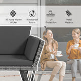 Poly Rattan 2-in-1 Convertible 2-Seater Garden Sofa Daybed - Velmora