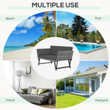 Poly Rattan 2-in-1 Convertible 2-Seater Garden Sofa Daybed - Velmora