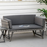 Poly Rattan 2-in-1 Convertible 2-Seater Garden Sofa Daybed - Velmora