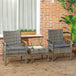 Poly Rattan 2 Seater Garden Armchair in Set of 2 and Glass Top Table - Velmora
