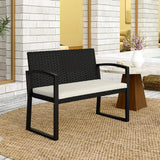 Poly Rattan 2 Seater Garden Bench - Velmora