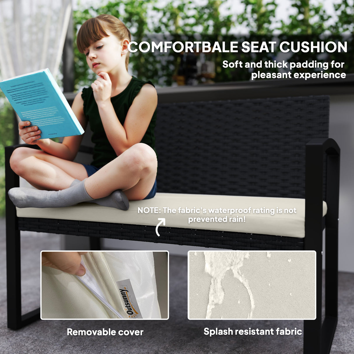 Poly Rattan 2 Seater Garden Bench - Velmora