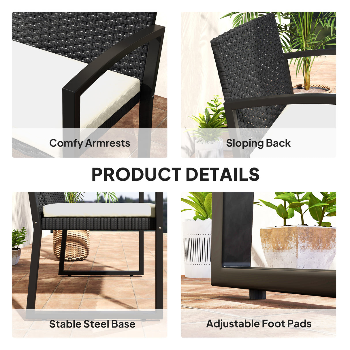 Poly Rattan 2 Seater Garden Bench - Velmora