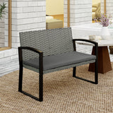 Poly Rattan 2 Seater Garden Bench - Velmora