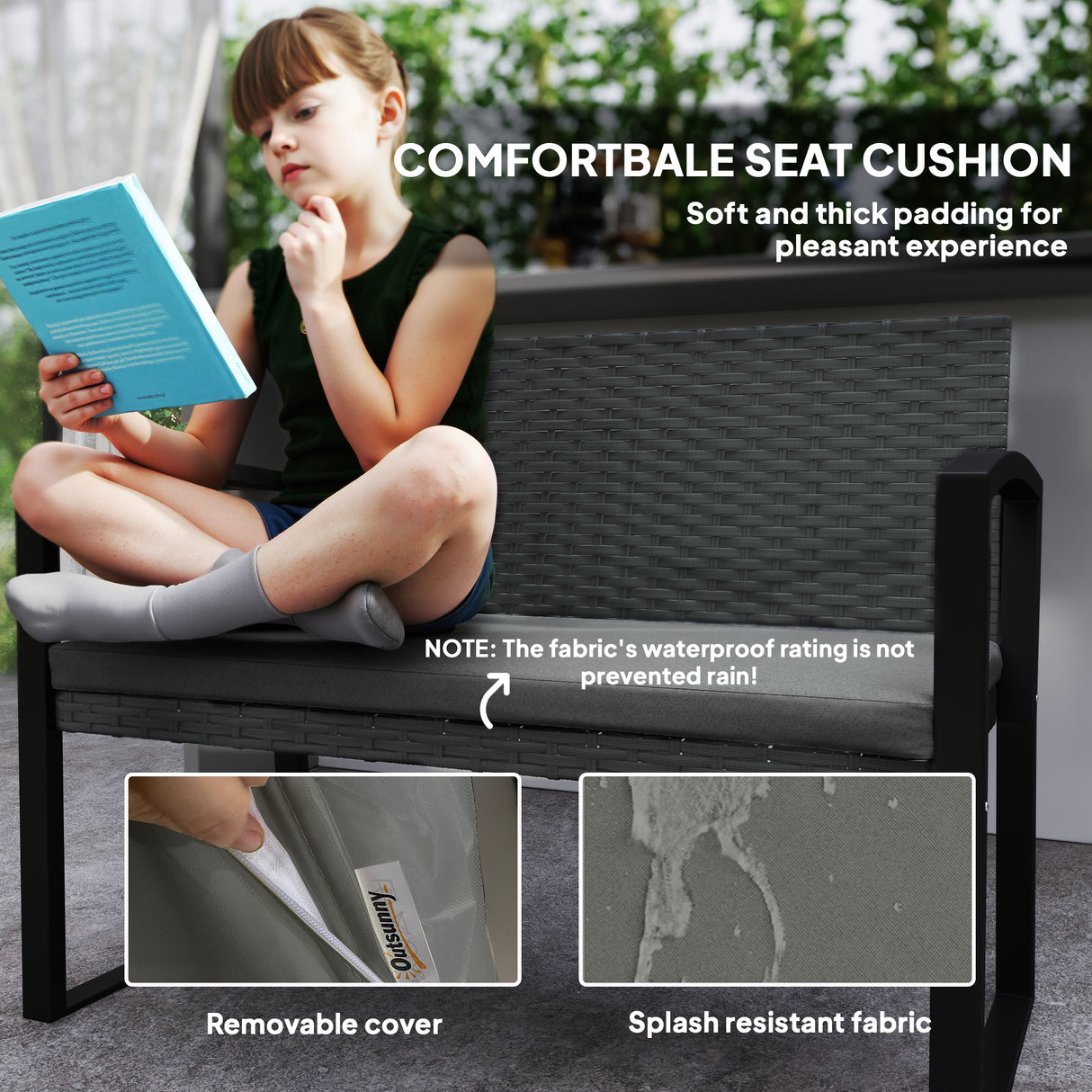 Poly Rattan 2 Seater Garden Bench - Velmora