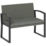 Poly Rattan 2 Seater Garden Bench - Velmora