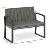 Poly Rattan 2 Seater Garden Bench - Velmora