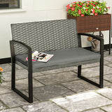 Poly Rattan 2 Seater Garden Bench - Velmora
