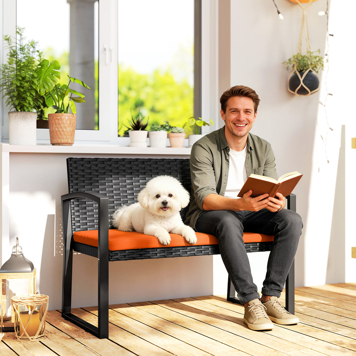 Poly Rattan 2 Seater Garden Bench - Velmora