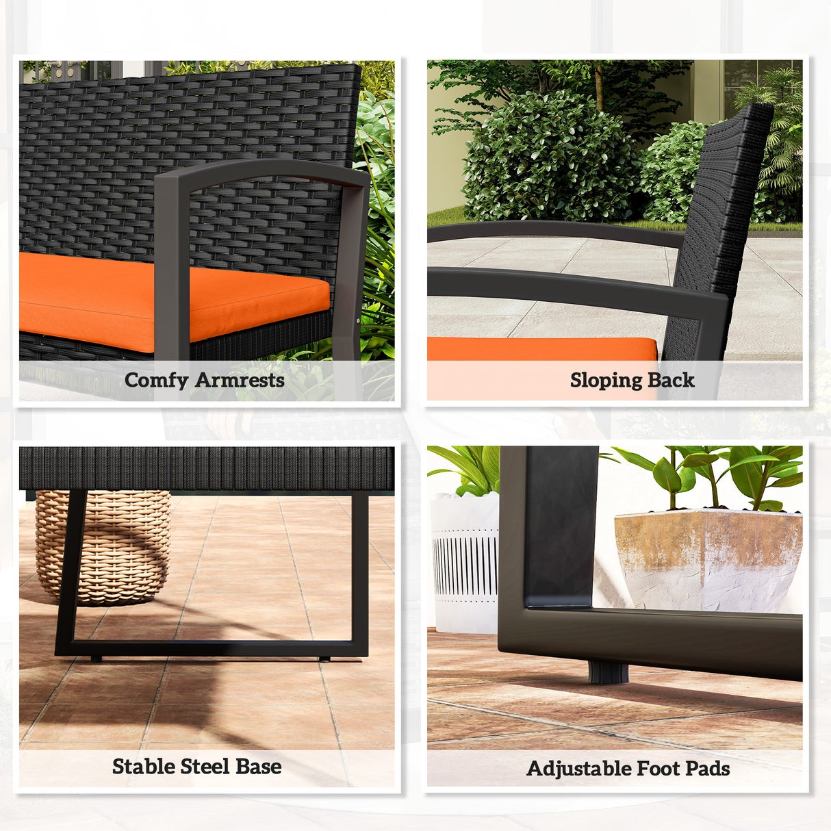 Poly Rattan 2 Seater Garden Bench - Velmora
