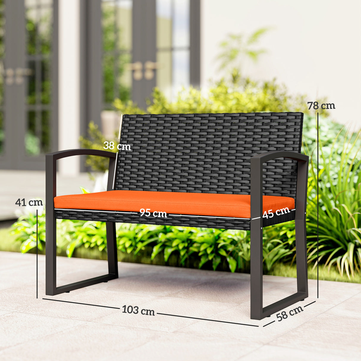 Poly Rattan 2 Seater Garden Bench - Velmora