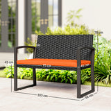 Poly Rattan 2 Seater Garden Bench - Velmora