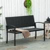 Poly Rattan 2 Seater Garden Bench With Backrest and Armrests for Patio - Velmora