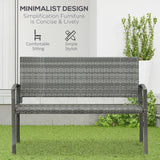 Poly Rattan 2 Seater Garden Bench With Backrest and Armrests for Patio - Velmora