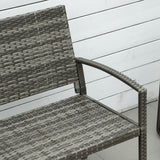 Poly Rattan 2 Seater Garden Bench With Backrest and Armrests for Patio - Velmora