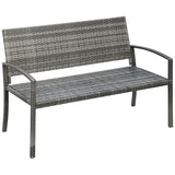 Poly Rattan 2 Seater Garden Bench With Backrest and Armrests for Patio - Velmora