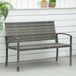 Poly Rattan 2 Seater Garden Bench With Backrest and Armrests for Patio - Velmora