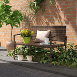 Poly Rattan 2 Seater Garden Bench With Backrest and Armrests for Patio - Velmora