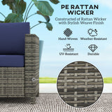 Poly Rattan 2 Seater Garden Sofa With Cushions and Armrests - Velmora