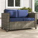 Poly Rattan 2 Seater Garden Sofa With Cushions and Armrests - Velmora