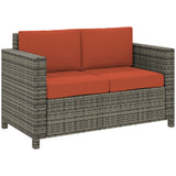 Poly Rattan 2 Seater Garden Sofa With Cushions and Armrests - Velmora