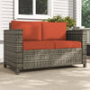 Poly Rattan 2 Seater Garden Sofa With Cushions and Armrests - Velmora