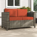 Poly Rattan 2 Seater Garden Sofa With Cushions and Armrests - Velmora