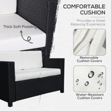 Poly Rattan 2 Seater Garden Sofa With Cushions and Armrests - Velmora