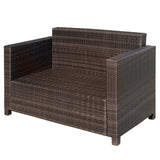 Poly Rattan 2 Seater Garden Sofa With Cushions and Armrests - Velmora