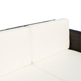 Poly Rattan 2 Seater Garden Sofa With Cushions and Armrests - Velmora