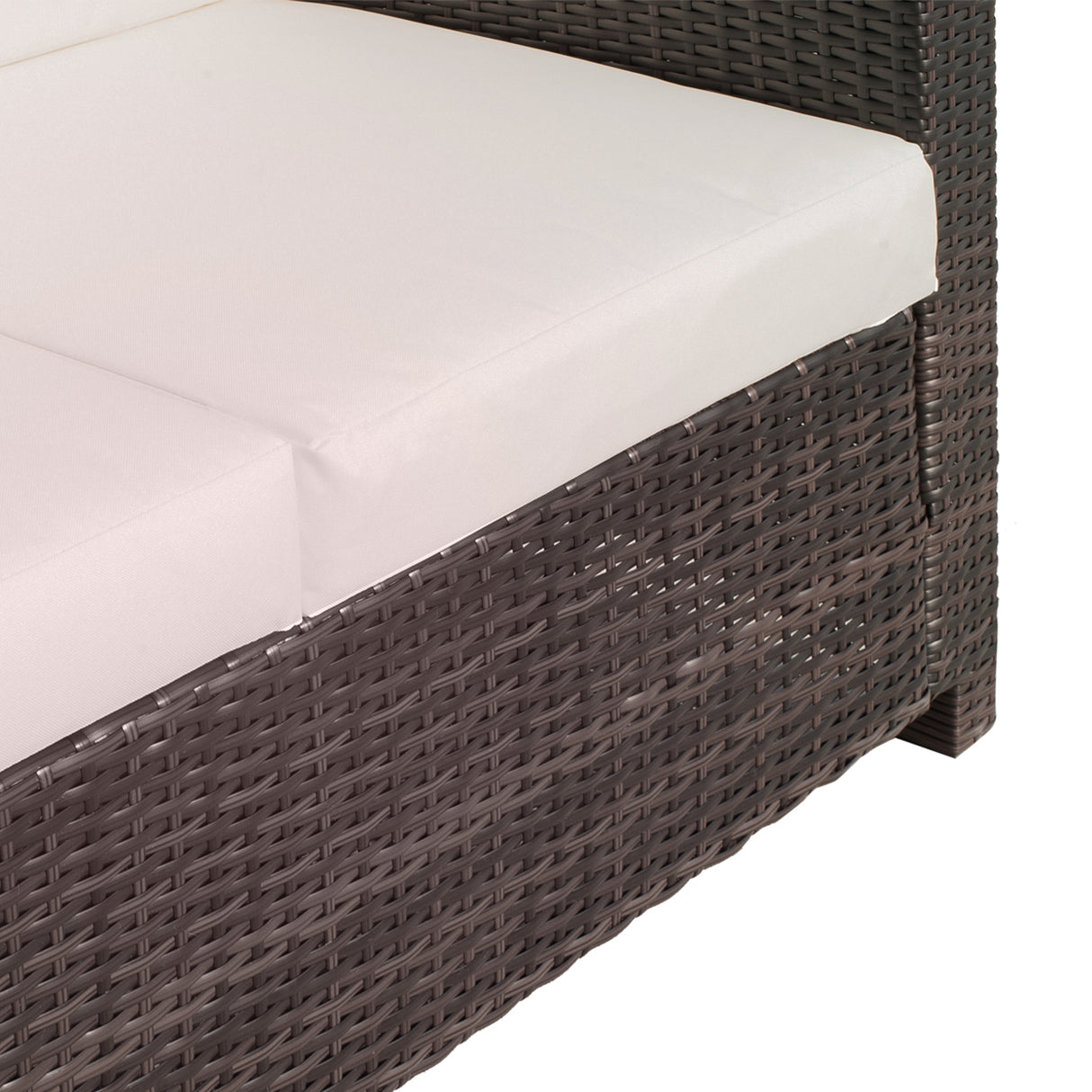 Poly Rattan 2 Seater Garden Sofa With Cushions and Armrests - Velmora