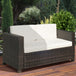Poly Rattan 2 Seater Garden Sofa With Cushions and Armrests - Velmora