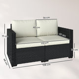 Poly Rattan 2 Seater Garden Sofa With Deep Seat And Wide Armrests - Velmora