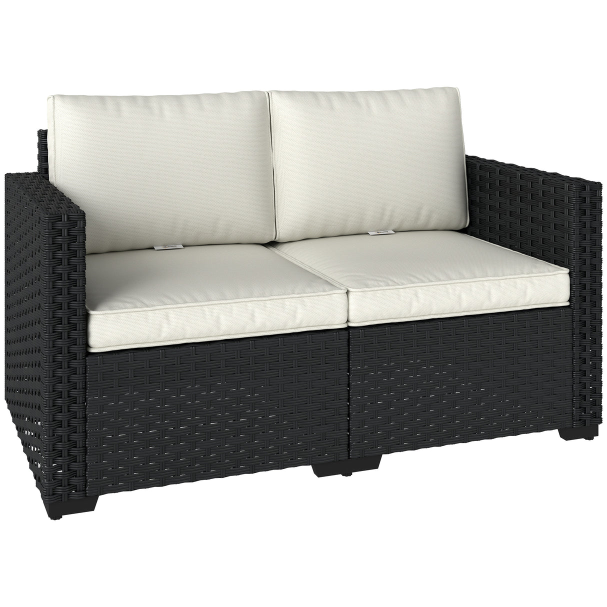 Poly Rattan 2 Seater Garden Sofa With Deep Seat And Wide Armrests - Velmora