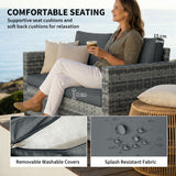 Poly Rattan 2 Seater Garden Sofa With Deep Seat And Wide Armrests - Velmora