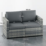 Poly Rattan 2 Seater Garden Sofa With Deep Seat And Wide Armrests - Velmora