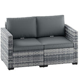 Poly Rattan 2 Seater Garden Sofa With Deep Seat And Wide Armrests - Velmora