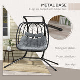 Poly Rattan 2 Seater Hanging Egg Swing Chair With Steel Frame - Velmora