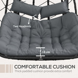 Poly Rattan 2 Seater Hanging Egg Swing Chair With Steel Frame - Velmora