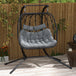 Poly Rattan 2 Seater Hanging Egg Swing Chair With Steel Frame - Velmora