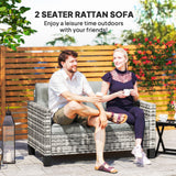 Poly Rattan 2 Seater Outdoor Garden Sofa - Velmora