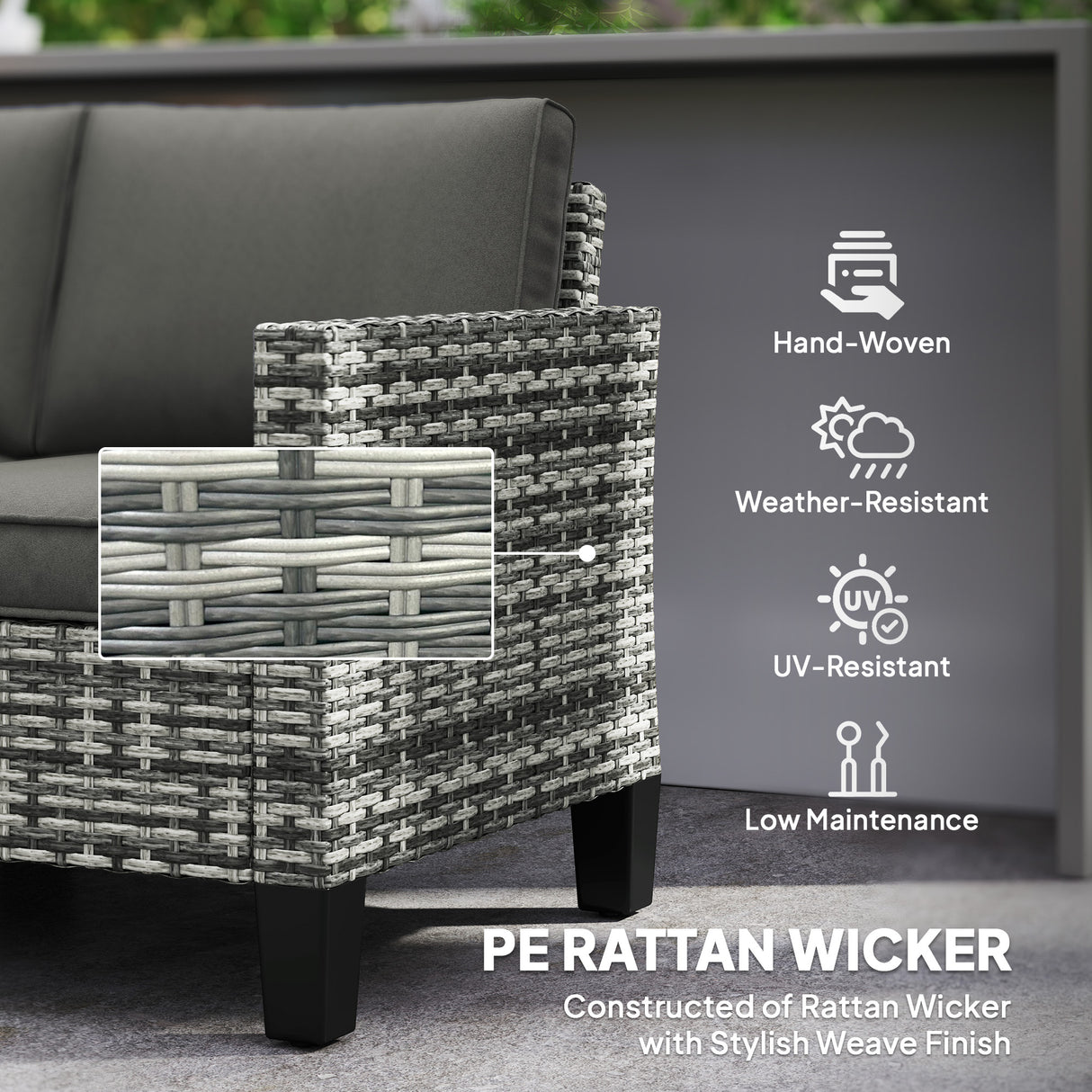 Poly Rattan 2 Seater Outdoor Garden Sofa - Velmora