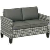 Poly Rattan 2 Seater Outdoor Garden Sofa - Velmora
