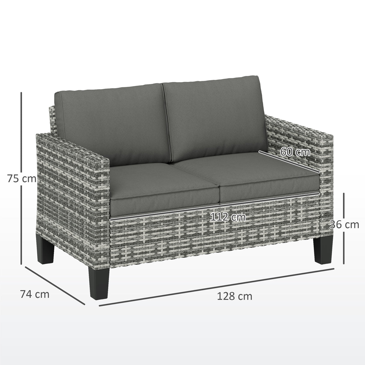 Poly Rattan 2 Seater Outdoor Garden Sofa - Velmora