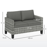 Poly Rattan 2 Seater Outdoor Garden Sofa - Velmora