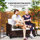 Poly Rattan 2 Seater Outdoor Garden Sofa - Velmora