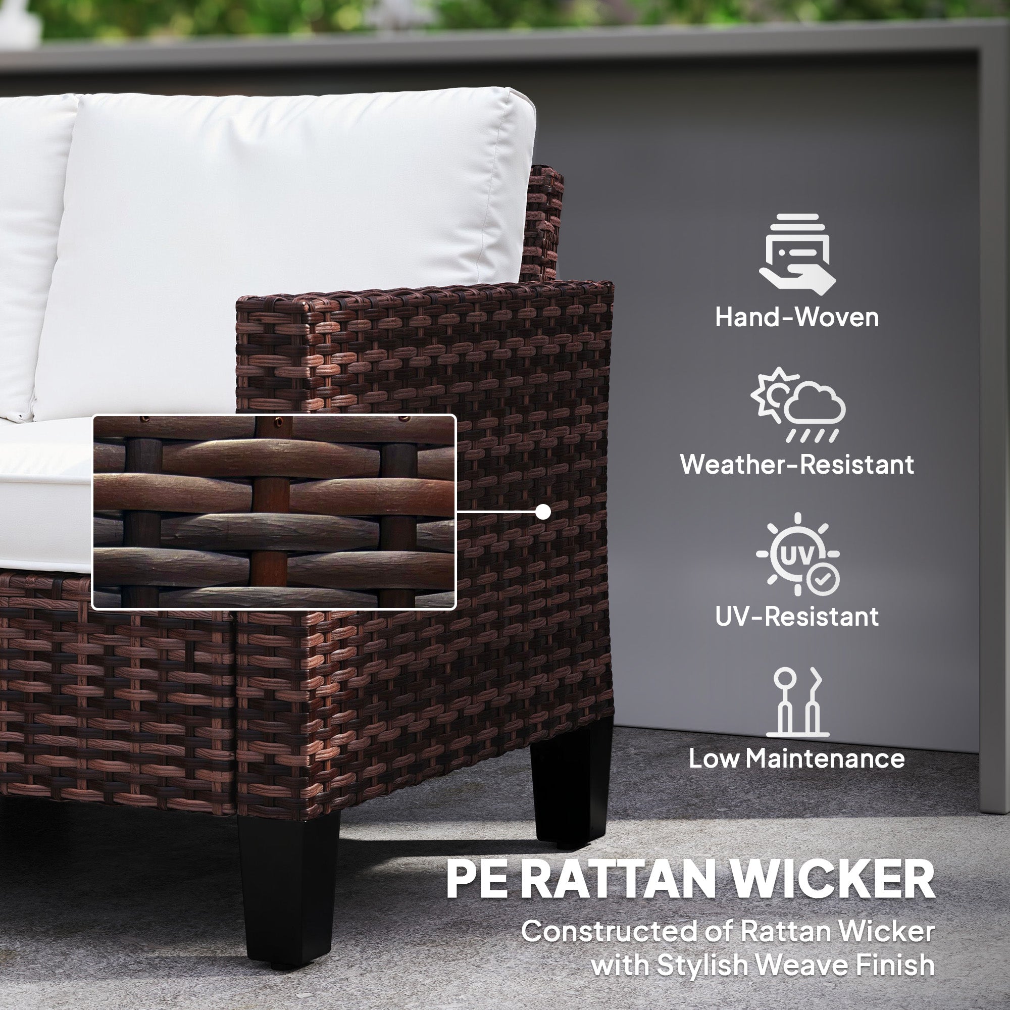 Poly Rattan 2 Seater Outdoor Garden Sofa - Velmora