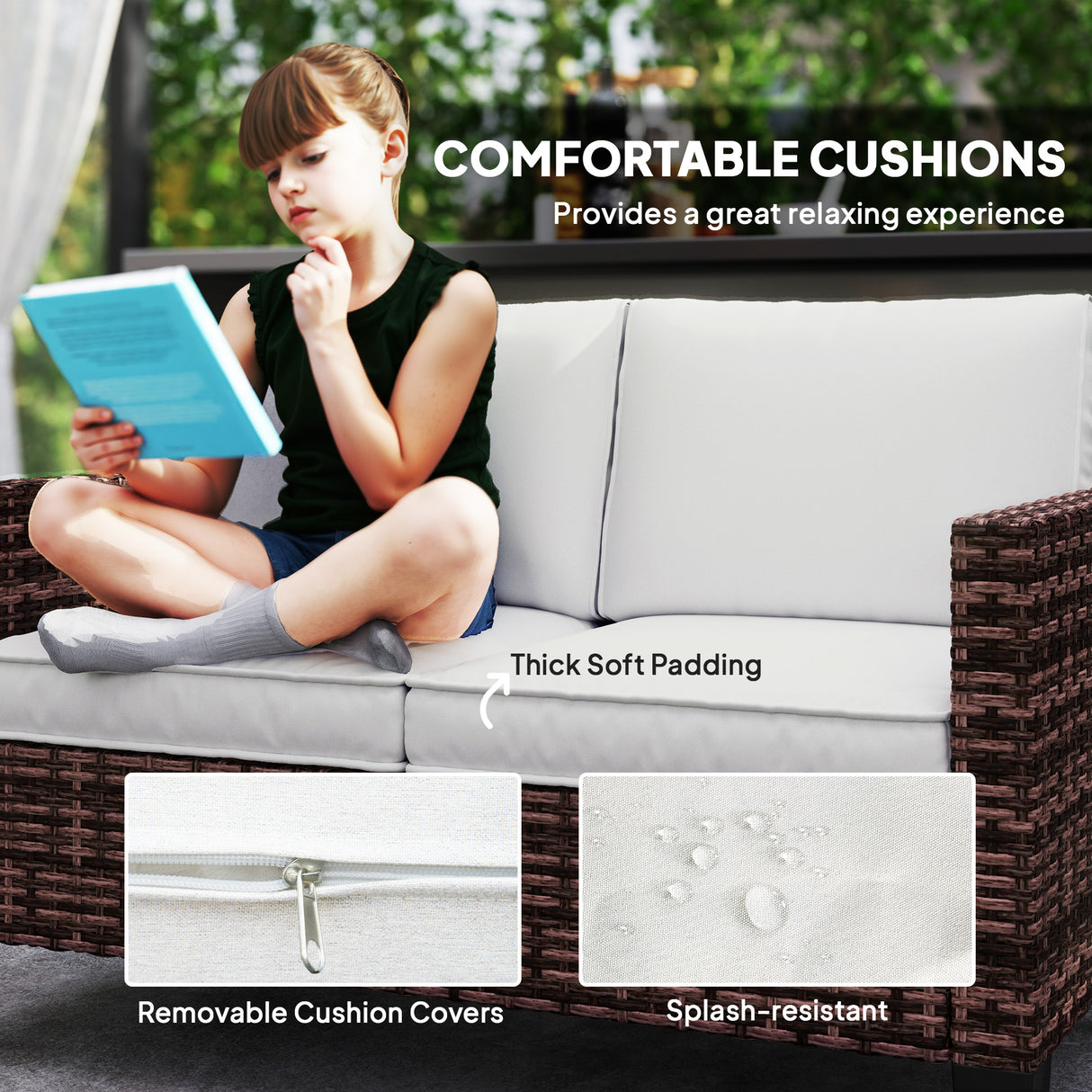 Poly Rattan 2 Seater Outdoor Garden Sofa - Velmora