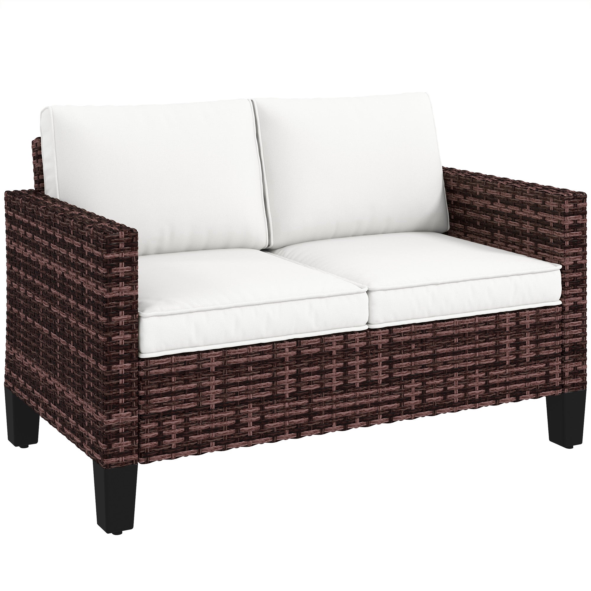 Poly Rattan 2 Seater Outdoor Garden Sofa - Velmora